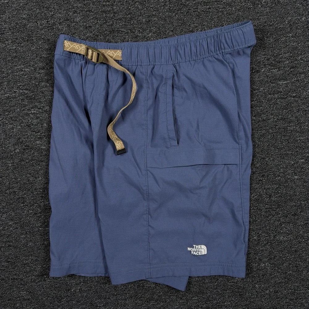 The North Face Mens Medium Long Blue Cargo Shorts Belted Stretch NF0A55V8